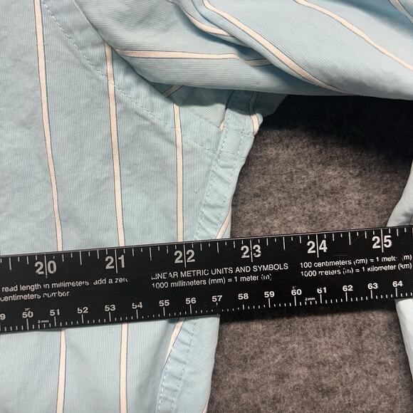 Abercrombie & Fitch Shirt Mens XL Light Blue Striped Button Up Muscle Adult Y2K - Picture 4 of 7
